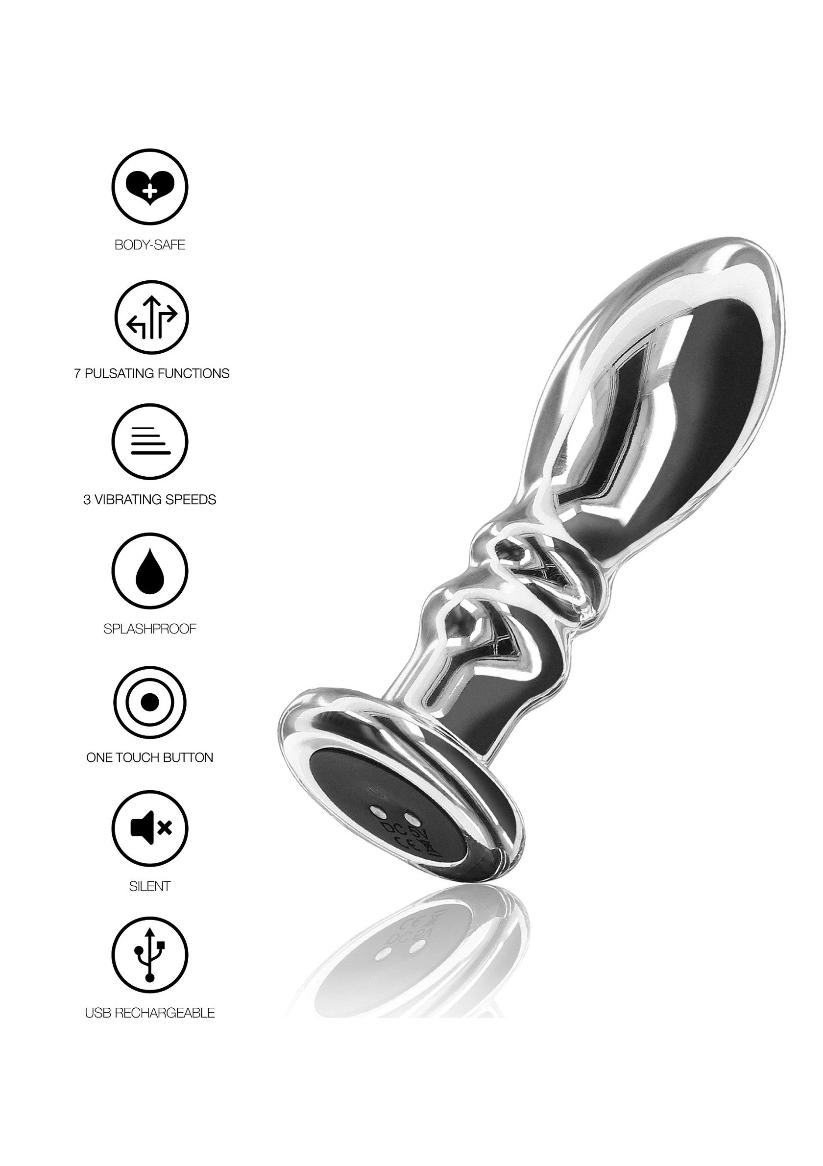 Il vibratore Slider Vibrating Plug Medium argento