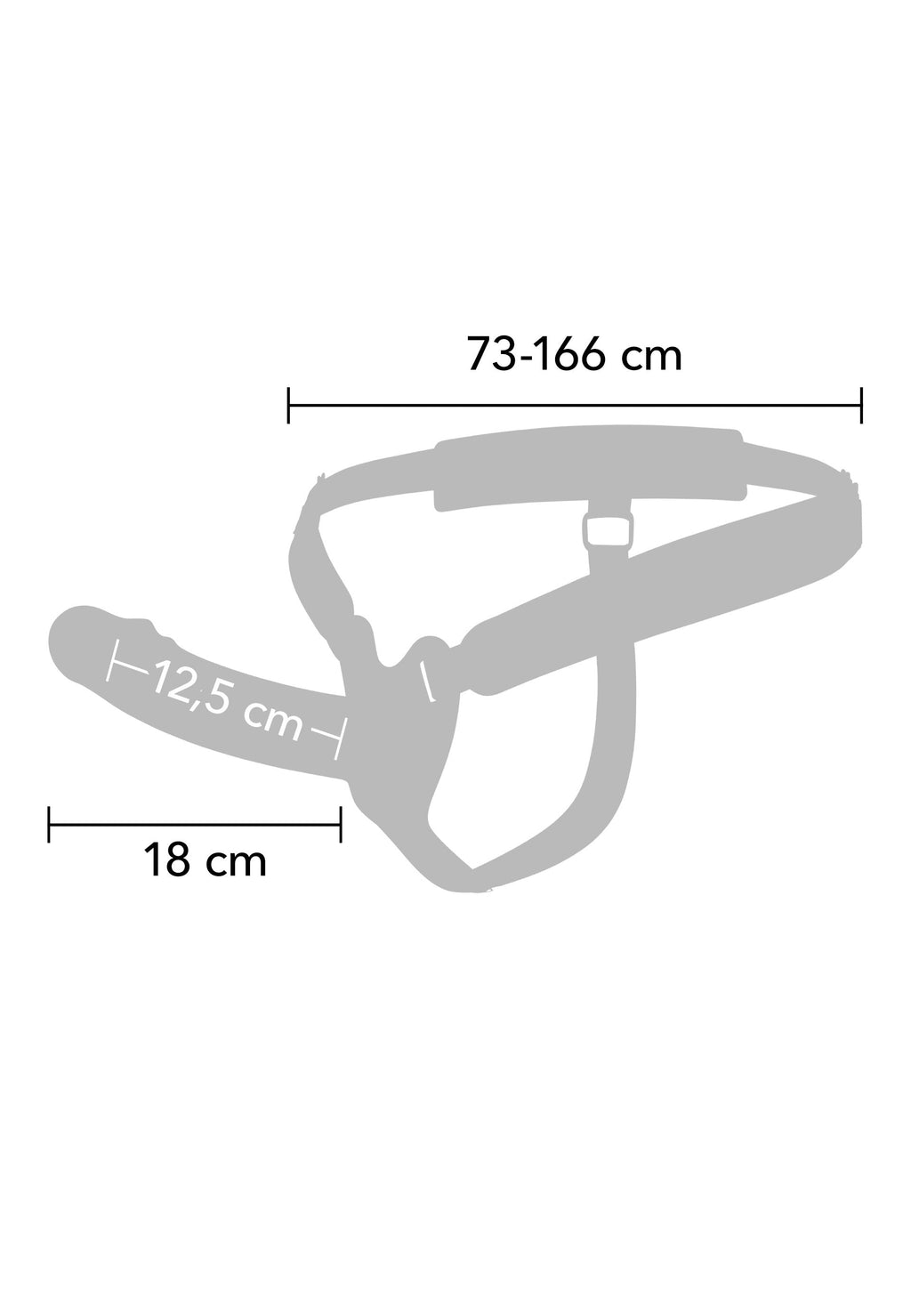 Strapon a forma di pene cavo in silicone, 18 cm, nero