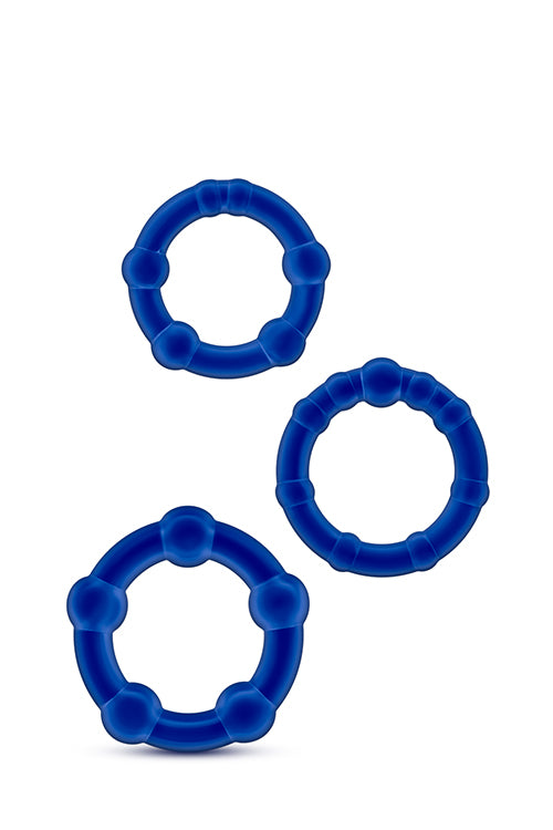 ANELLI PER IL PENE CON PERLINE BLU STAY HARD